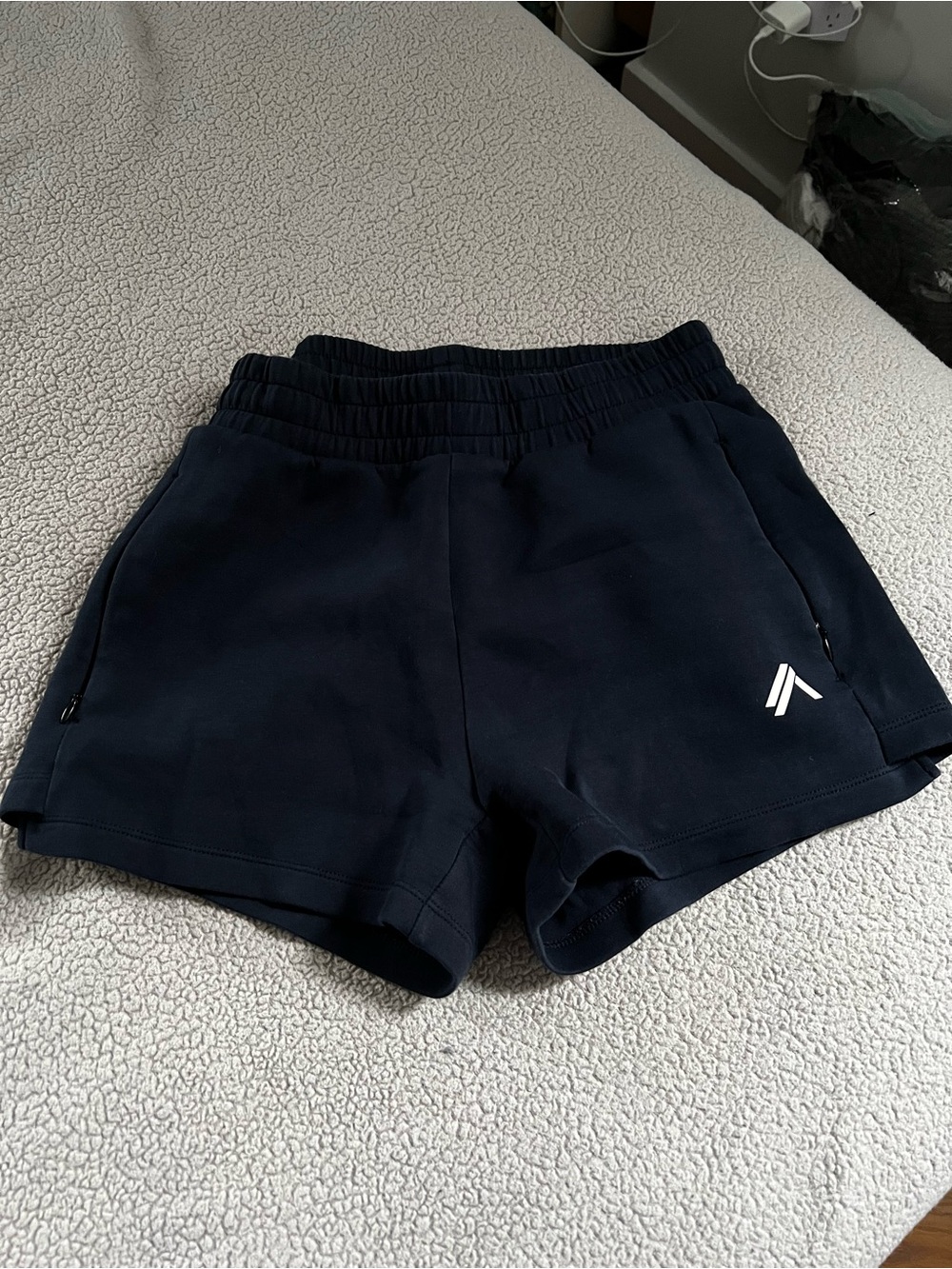Alphalete Navy Athletic Knit Shorts with Logo